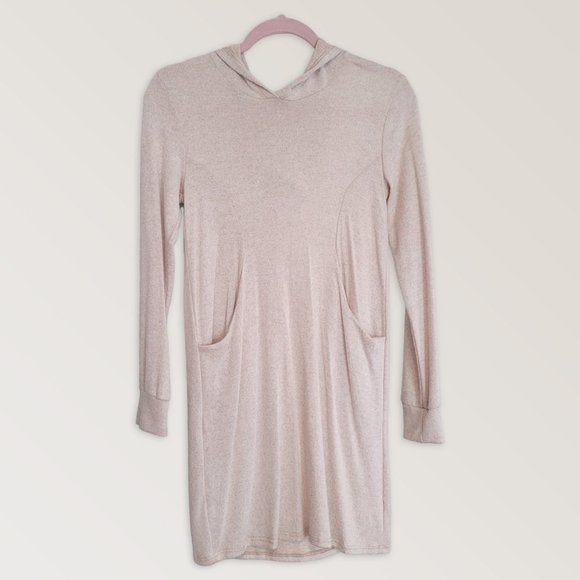 NWT Super Soft Pink Hooded Dress, Long Sweater With Pockets, Size S - Picture 1 of 8